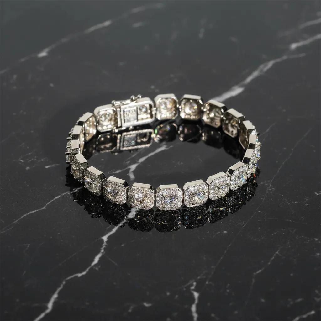 6 mm Moissanite clusterarmband, 925 sterling zilver