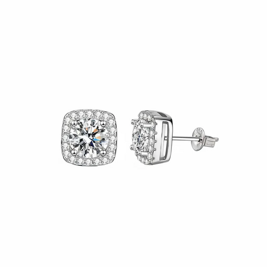 Moissanite halo-oorringen van 8 mm, 925 sterling zilver