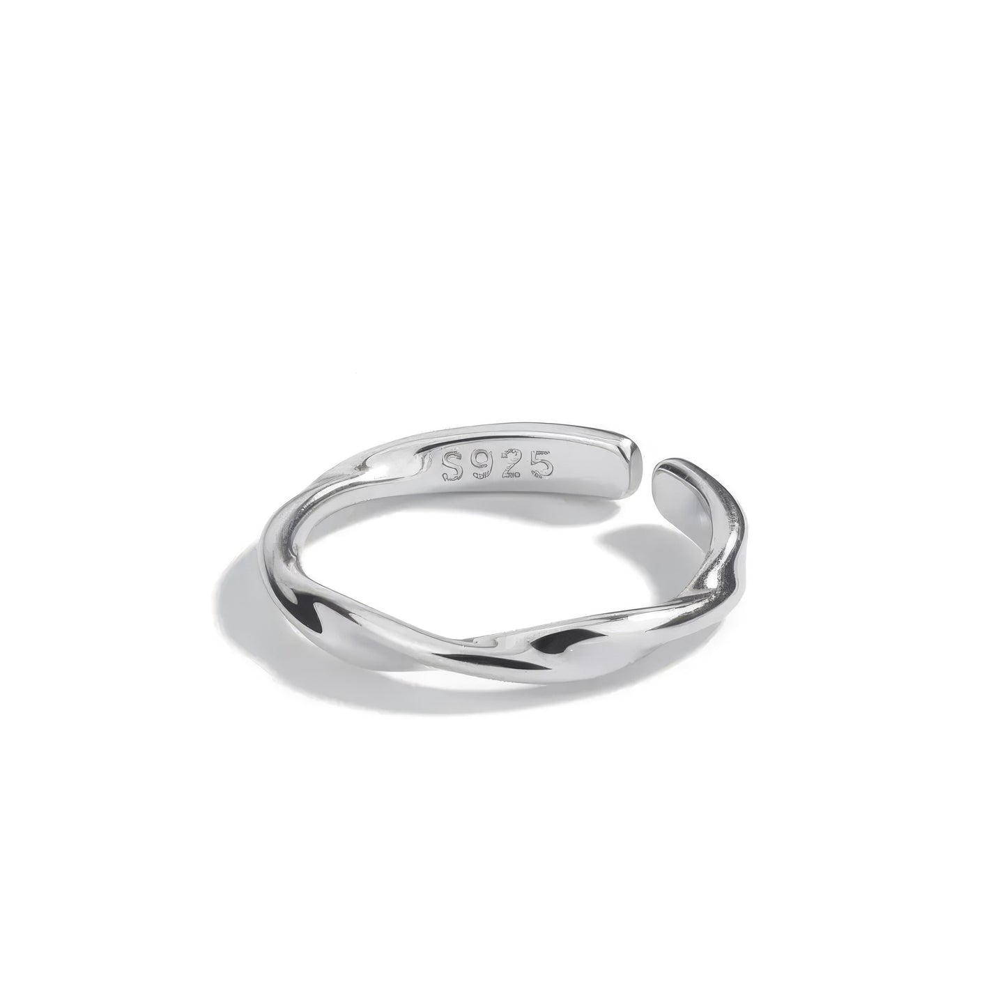 Verstelbare ring met gedraaide golf, 925 sterling zilver