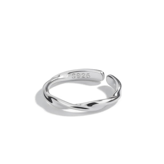 Verstelbare ring met gedraaide golf, 925 sterling zilver