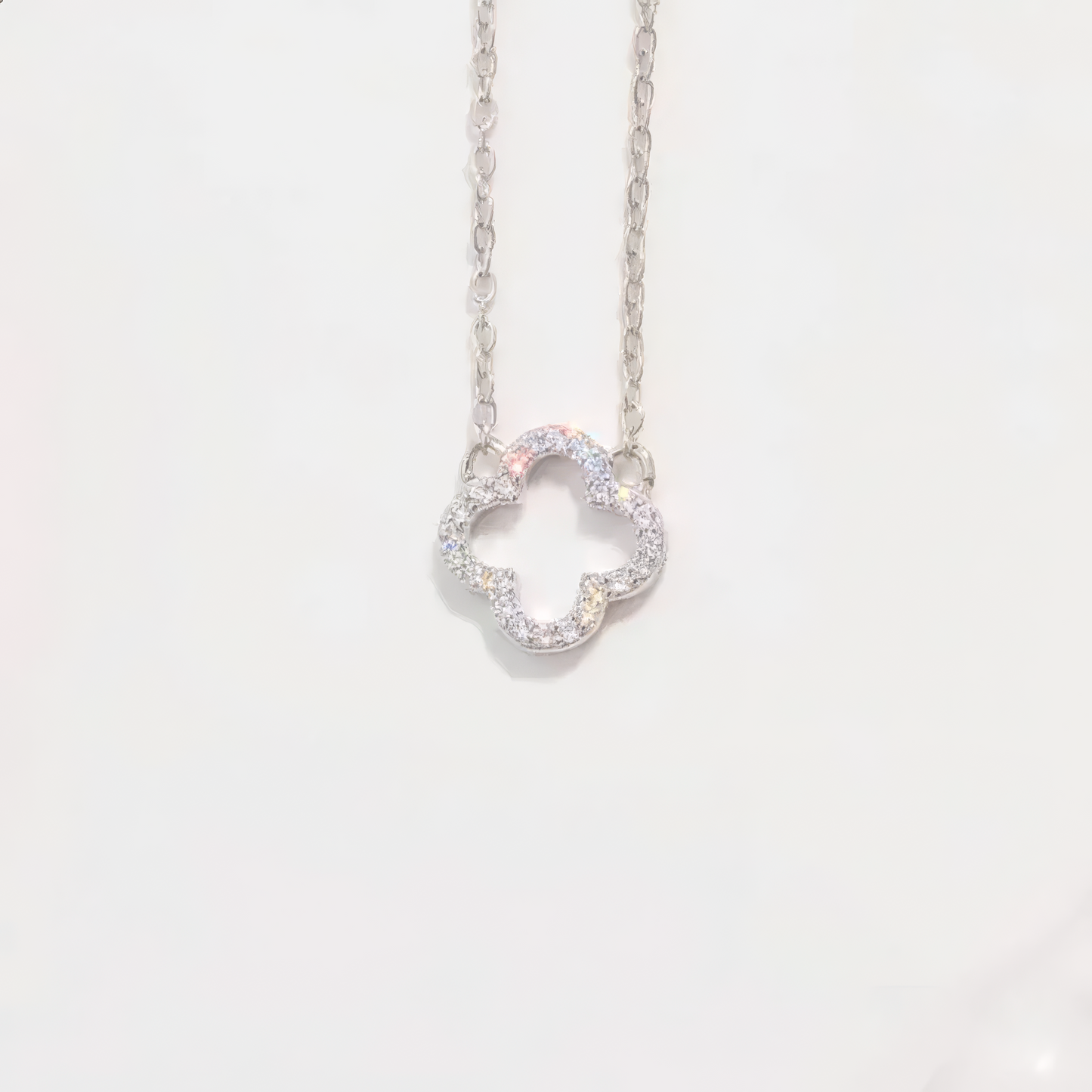 Hanger met open klavertje en zirkonia, 925 sterling zilver
